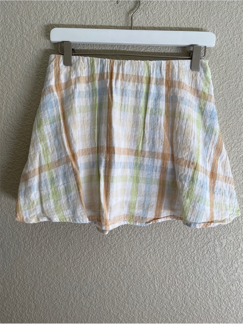 American Eagle Plaid Cotton Linen Blend Mini Skirt Women’s Size Small